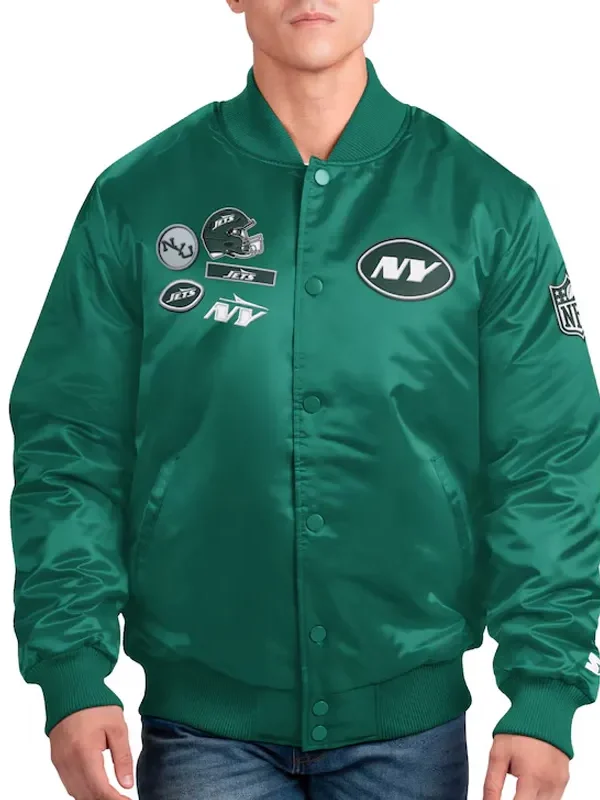 NY Jets Exclusive Green Varsity Satin Jacket