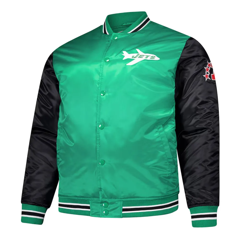 NY Jets Kelly Green and Black Team Satin Jacket NY Jets Kelly Green and Black Team Satin Jacket