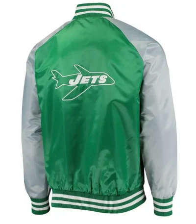 NY Jets Lead Off Green and Gray Satin Jacket