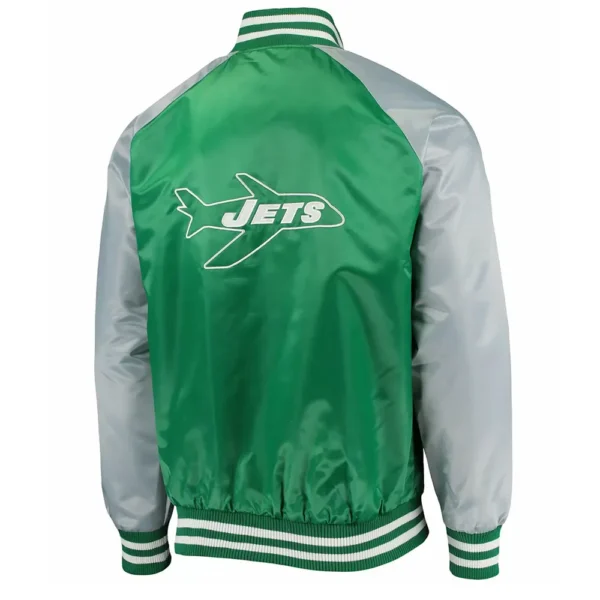NY Jets Lead Off Green and Gray Satin Jacket