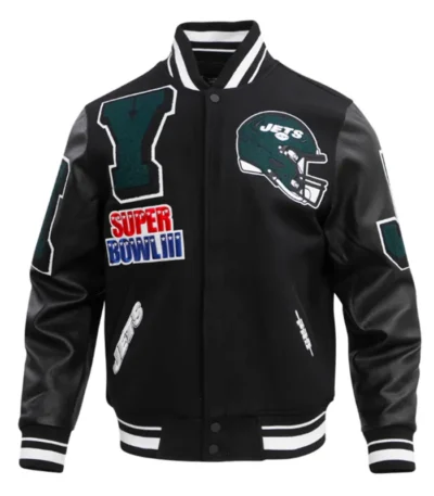 NY Jets Mashup Rib Varsity Wool-Leather Jacket