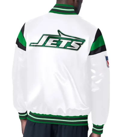 NY Jets Midweight White Satin Jacket