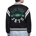 NY Jets Printed Logo Varsity Satin Jacket