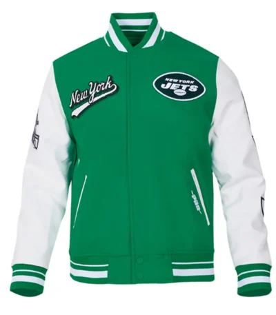 NY Jets Script Tail Classic Rib Varsity Jacket