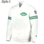 NY Jets The Power Forward White Satin Jacket