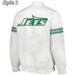 NY Jets The Power Forward White Satin Jacket