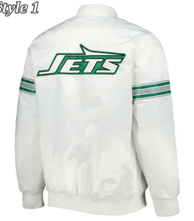 NY Jets The Power Forward White Satin Jacket