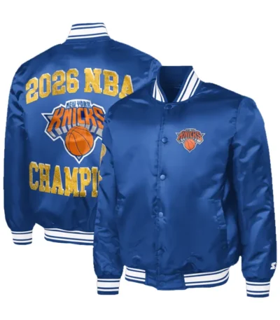 NY Knicks 2026 Finals Champions Blue Satin Starter Jacket