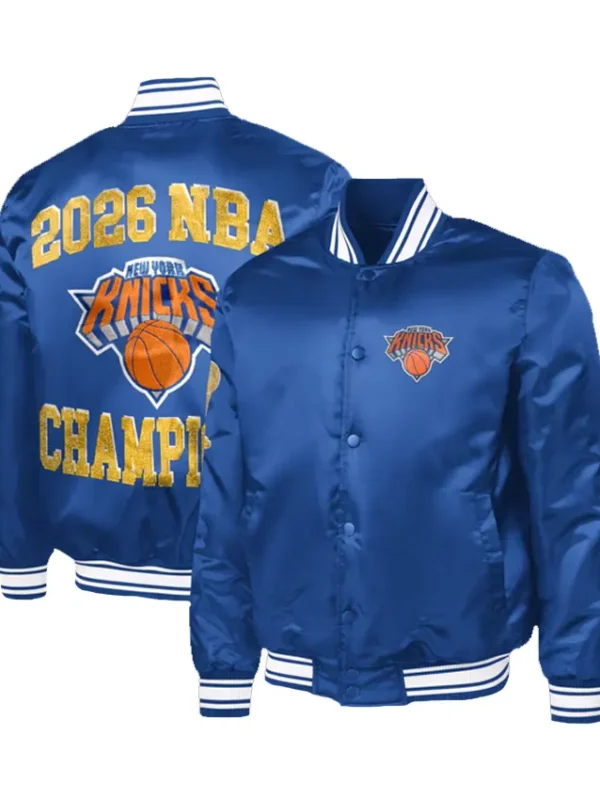NY Knicks 2026 Finals Champions Blue Satin Starter Jacket