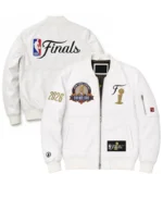 NY Knicks 2026 Finals Champions Team White Leather Jacket
