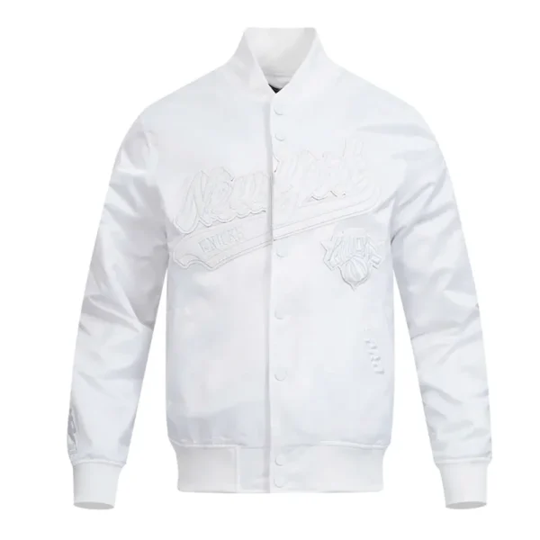 NY Knicks White Out Satin Jacket