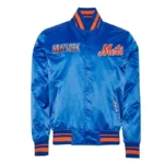 NY Mets Turn It Up M Classic Rib Royal Satin Jacket