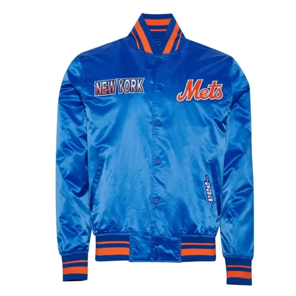 NY Mets Turn It Up M Classic Rib Royal Satin Jacket