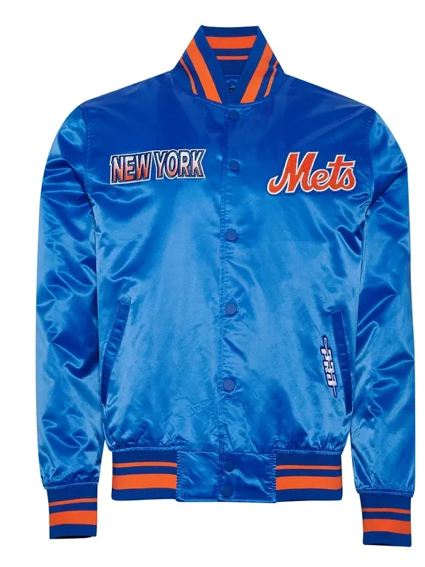 NY Mets Turn It Up M Classic Rib Royal Satin Jacket