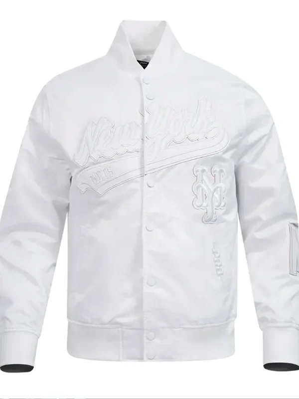 NY Mets White Out Satin Jacket