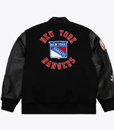 NY Rangers Black Out Team Logo Varsity Jacket
