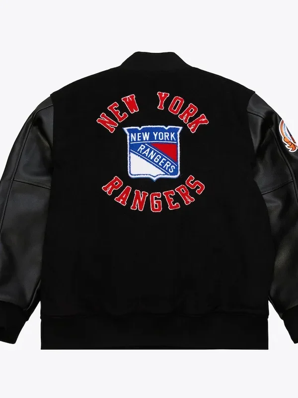 NY Rangers Black Out Team Logo Varsity Jacket