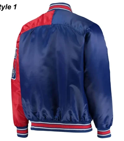 NY Rangers Color Block Wordmark Satin Jacket