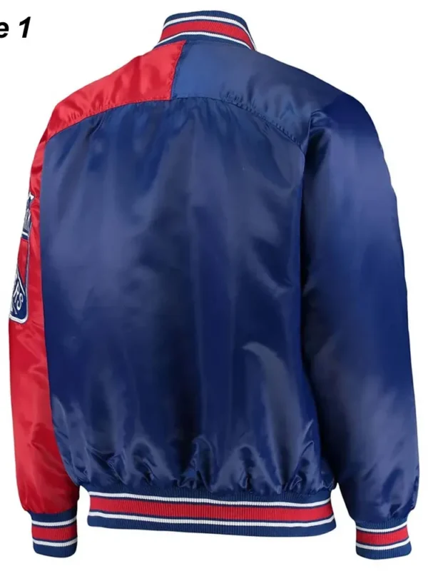 NY Rangers Color Block Wordmark Satin Jacket