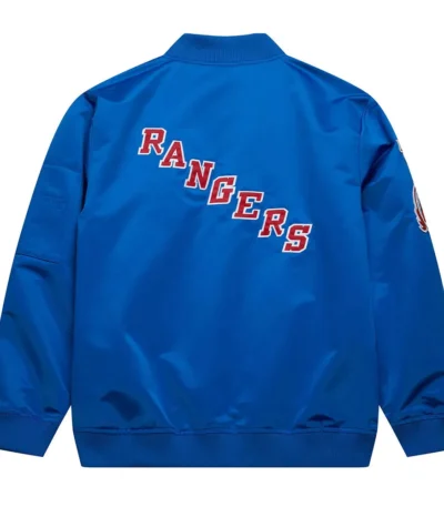 NY Rangers Current Logo Royal Bomber Satin Jacket