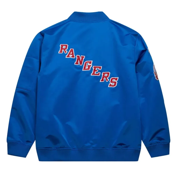 NY Rangers Current Logo Royal Bomber Satin Jacket
