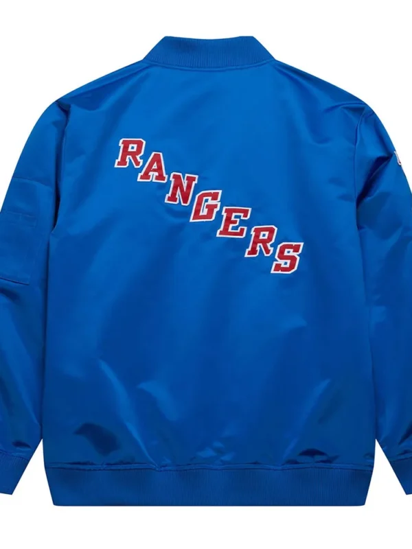 NY Rangers Current Logo Royal Bomber Satin Jacket