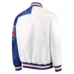 NY Rangers Dugout Championship Blue and White Varsity Satin Jacket