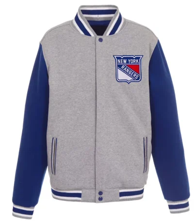 NY Rangers Gray-Royal Varsity Wool Jacket