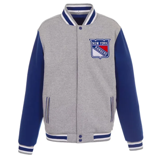 NY Rangers Gray-Royal Varsity Wool Jacket