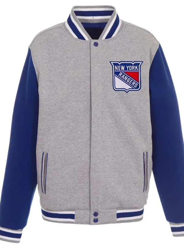 NY Rangers Gray-Royal Varsity Wool Jacket