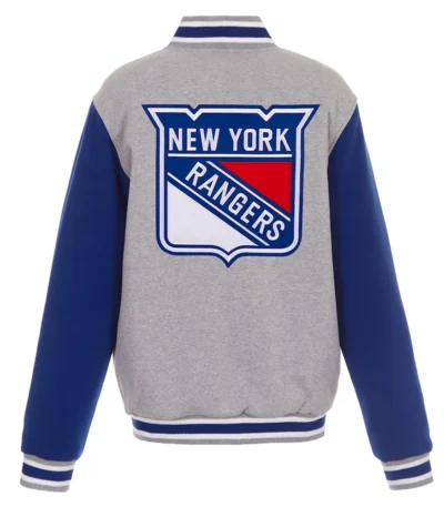 NY Rangers Gray-Royal Varsity Wool Jacket