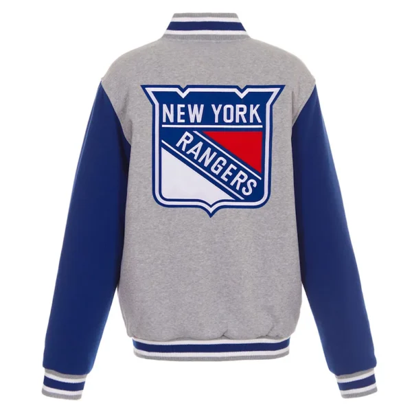 NY Rangers Gray-Royal Varsity Wool Jacket