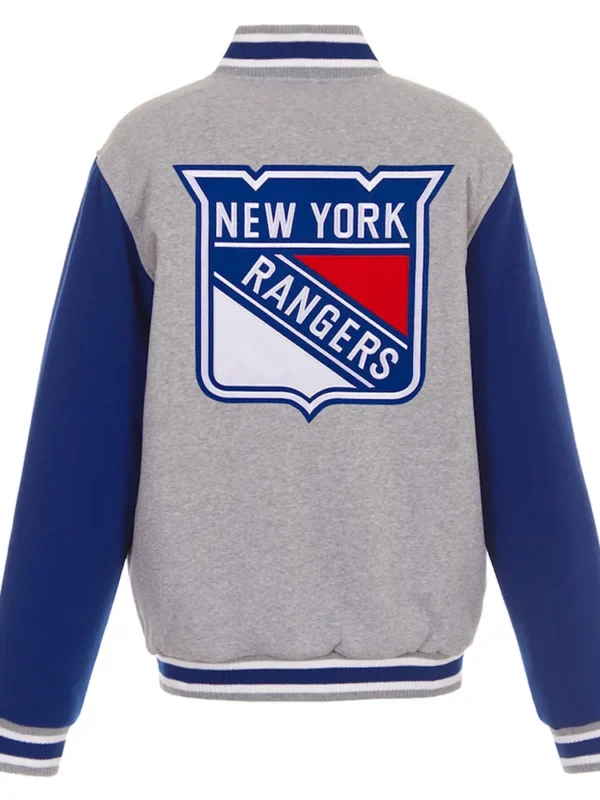 NY Rangers Gray-Royal Varsity Wool Jacket