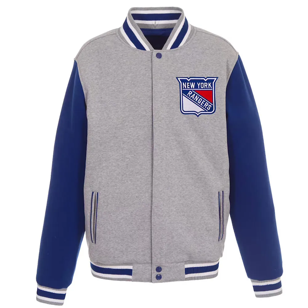 NY Rangers Gray-Royal Varsity Wool Jacket NY Rangers Gray-Royal Varsity Wool Jacket