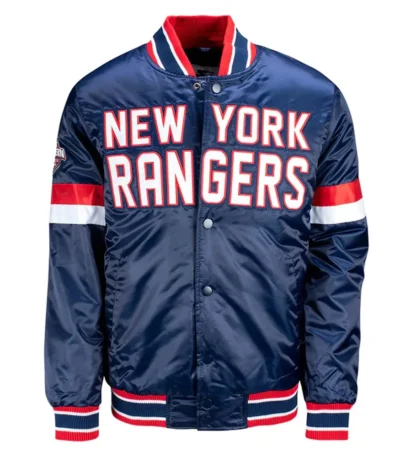 NY Rangers Home Game Blue Satin Jacket