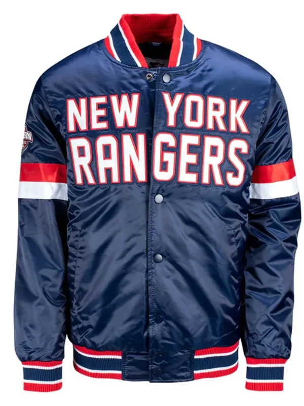 NY Rangers Home Game Blue Satin Jacket