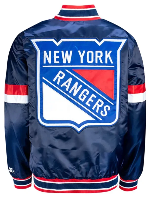 NY Rangers Home Game Blue Satin Jacket