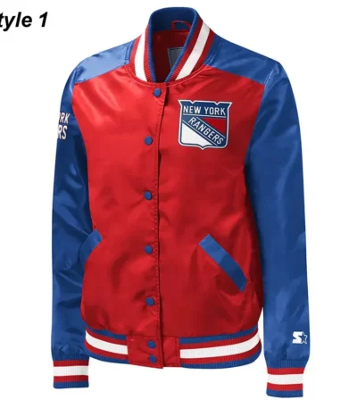 NY Rangers Legends Red and Blue Satin Jacket