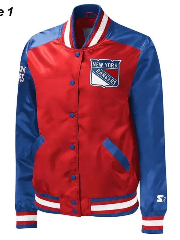 NY Rangers Legends Red and Blue Satin Jacket