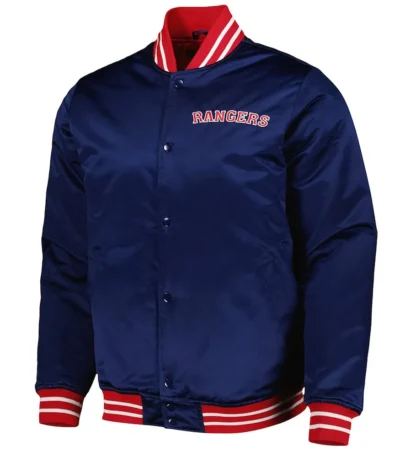NY Rangers Navy Blue Heavyweight Satin Jacket