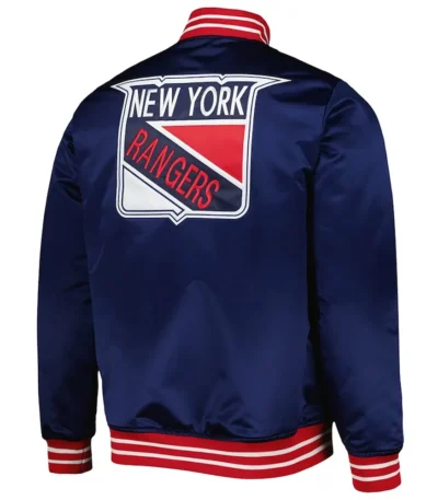 NY Rangers Navy Blue Heavyweight Satin Jacket