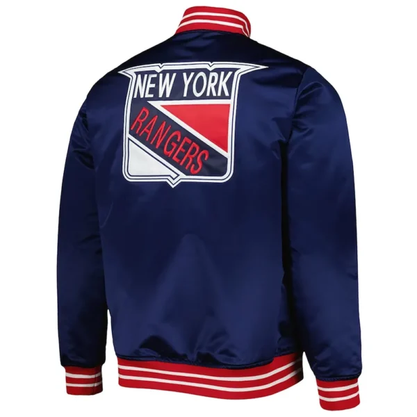 NY Rangers Navy Blue Heavyweight Satin Jacket