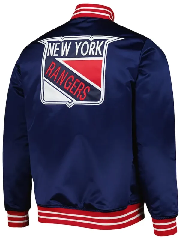 NY Rangers Navy Blue Heavyweight Satin Jacket