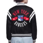 NY Rangers Printed Logo Varsity Satin Jacket