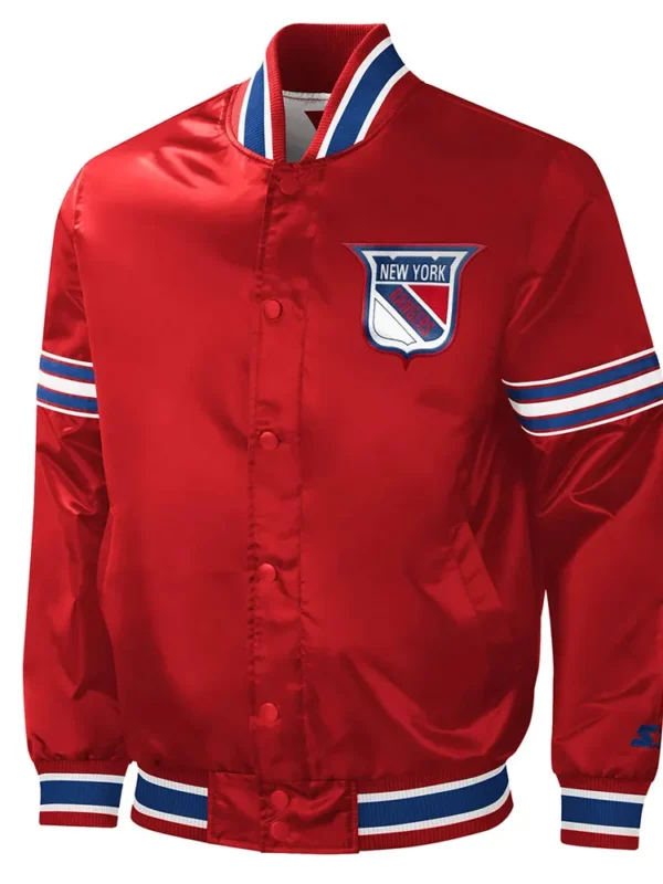 NY Rangers Slider Red Satin Jacket