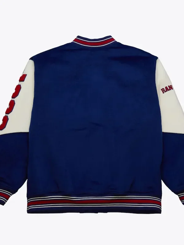 NY Rangers Team History Blue Vintage Logo Varsity Jacket