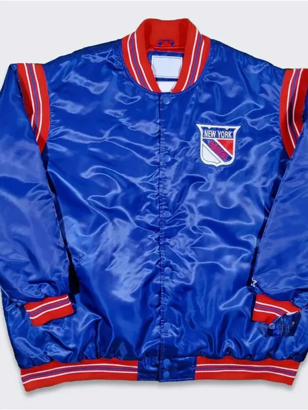 NY Rangers Teddy Royal Varsity Satin Jacket