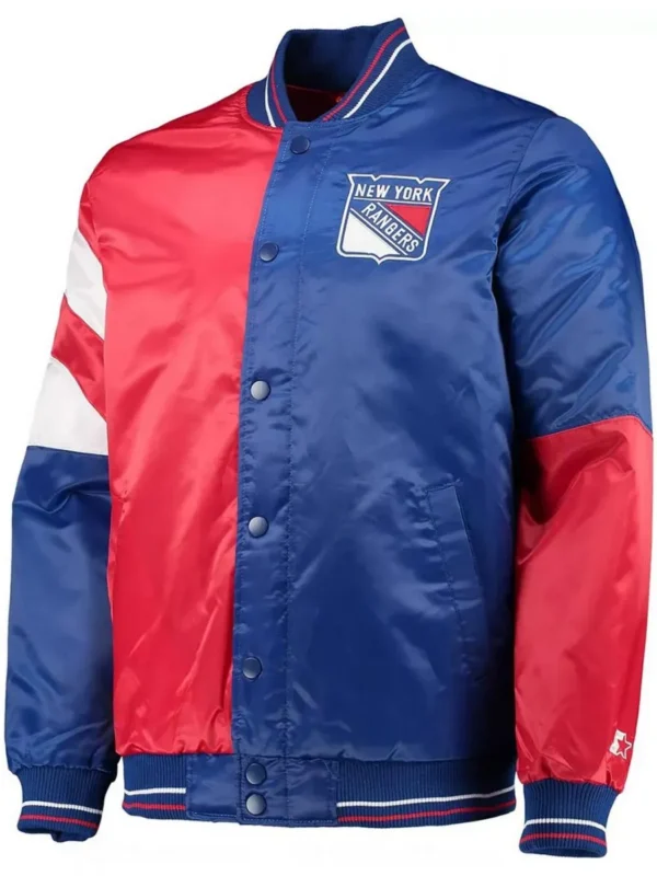 NY Rangers The Leader Blue and Red Full-Snap Jacket