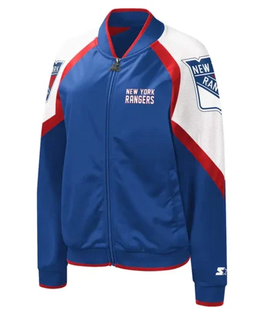 NY Rangers Track Blue and White Jacket