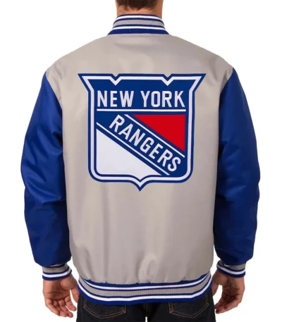 NY Rangers Two Hit Poly-Twill Gray and Blue Jacket